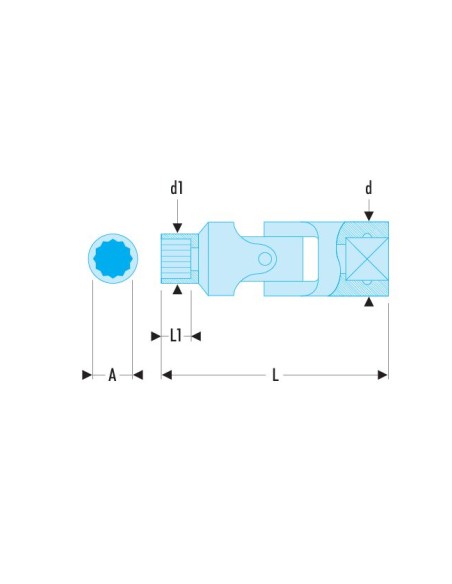 R.F - VASOS DE 1/4" ARTICULADOS 12 CARAS EN PULGADAS